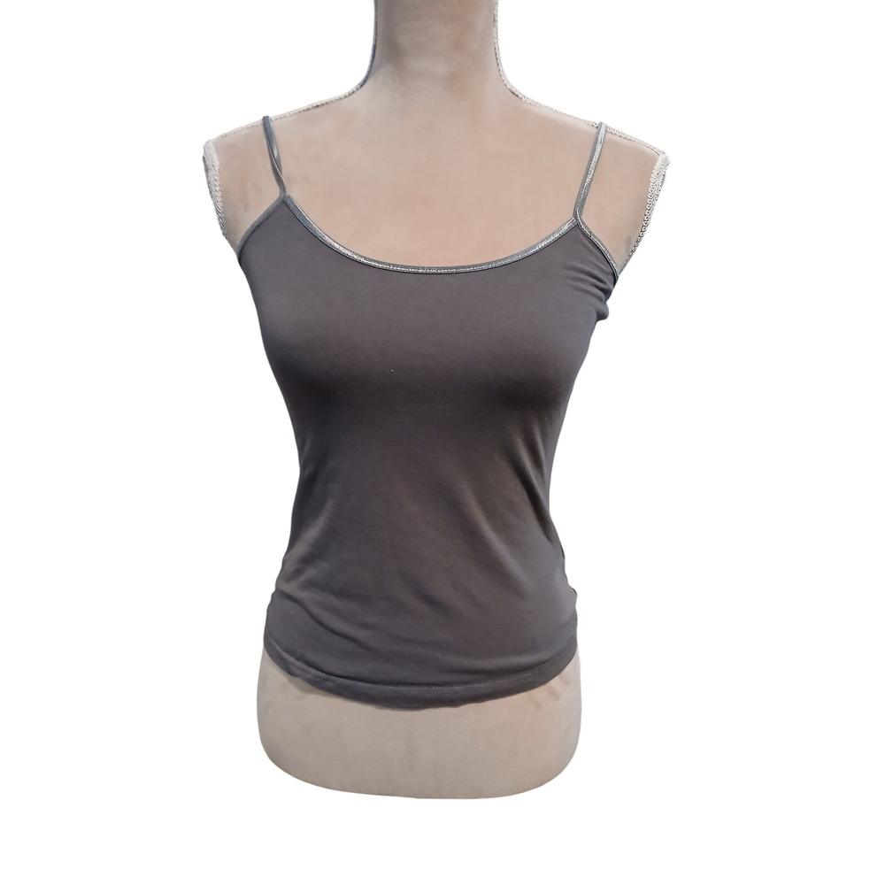 SOLD SOLD Charcoal Gray Cami Spaghetti Strap Tank Top  Satin Trim Size M